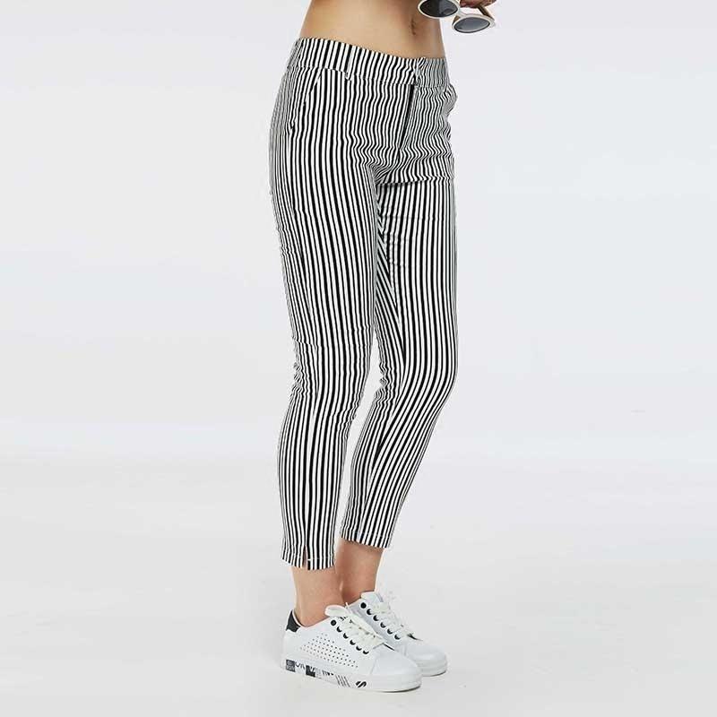 Mariage - Must-have Vogue Slimming Black & White Casual Stripped Long Trouser - Bonny YZOZO Boutique Store