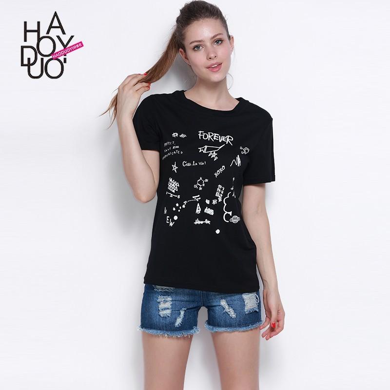 Mariage - Must-have Vogue Printed Alphabet Summer Playful Short Sleeves T-shirt - Bonny YZOZO Boutique Store