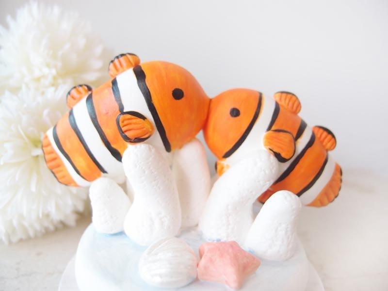 زفاف - Custom Wedding Cake Toppers - Clown fish NEMO with base