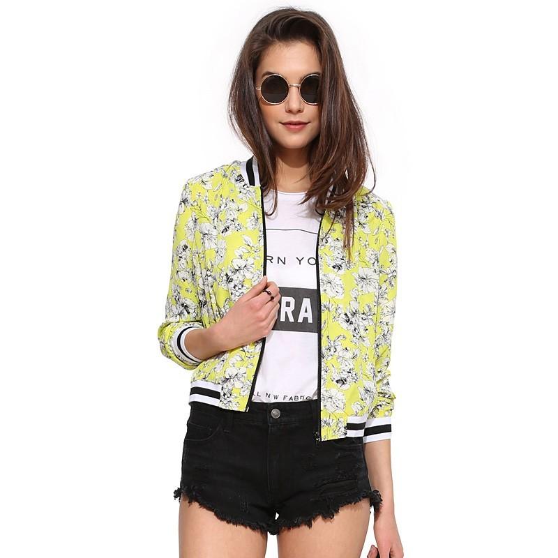 Mariage - Oversized Vogue Vintage Printed Floral Fall Casual Cardigan Baseball Jacket Top Coat - Bonny YZOZO Boutique Store