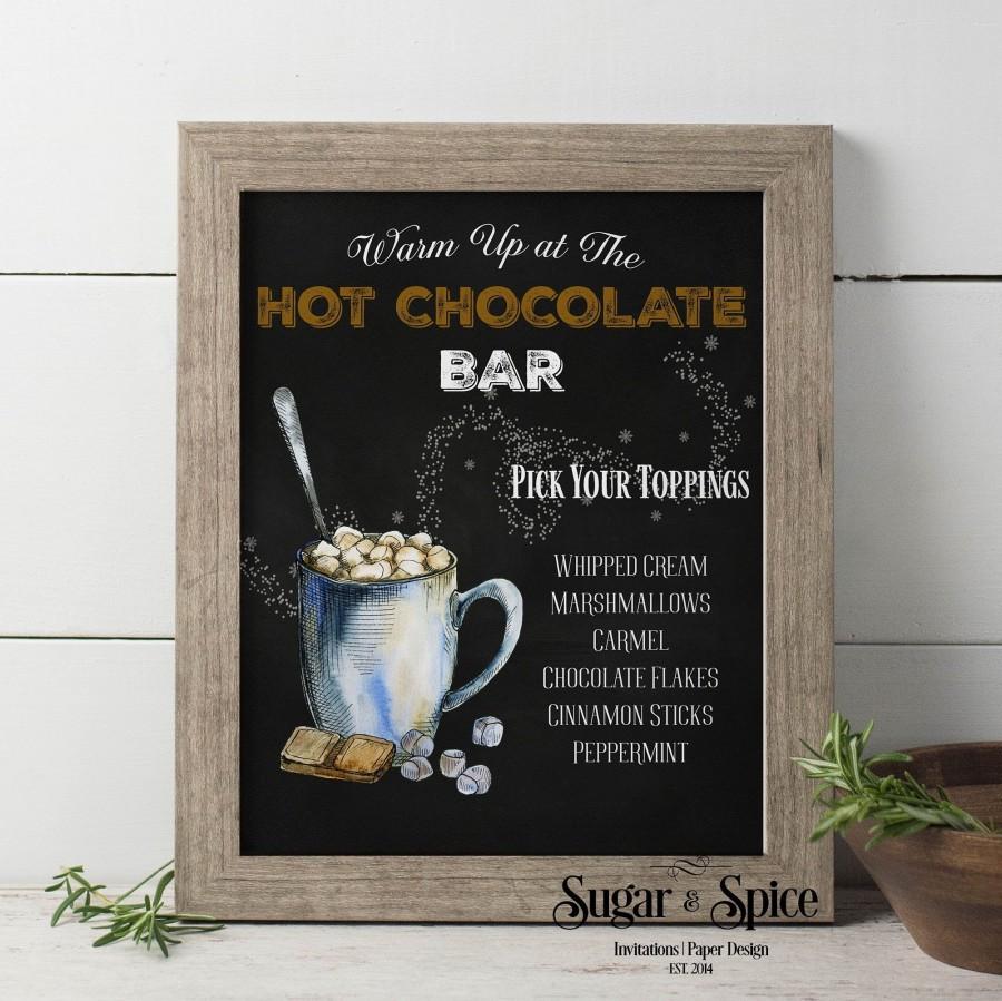 Mariage - Signature Drinks Sign, Hot Cocoa Bar Printable, Hot Chocolate Bar Sign, Christmas Wedding, Winter Wedding, Chalkboard, Party Sign