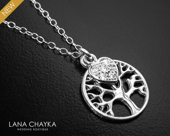 Wedding - Tree of Life Sterling Silver Necklace, Mother of The Bride Gift Necklace, Gift for Mom, Wedding Necklace, Mother of the Groom Gift Necklace