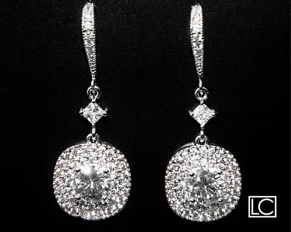 زفاف - Bridal Earrings, Crystal Chandelier Silver Wedding Earrings, Cubic Zirconia Dangle Earrings, Bridal Statement Earrings, Wedding Jewelry