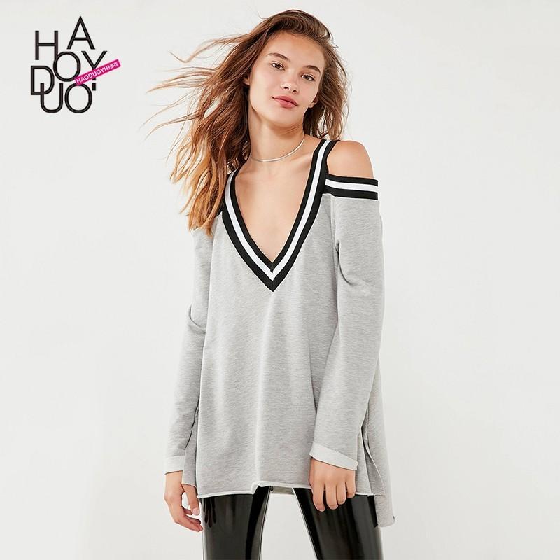 Mariage - Oversized Vogue Sexy Split V-neck Off-the-Shoulder Fall Hoodie - Bonny YZOZO Boutique Store