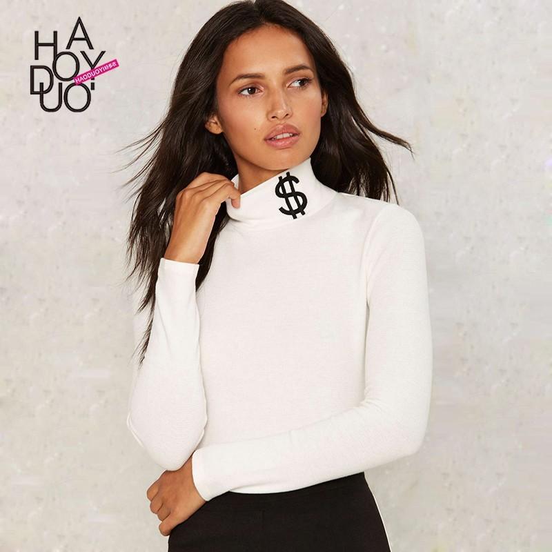 زفاف - Must-have Vogue Simple Slimming High Neck 9/10 Sleeves T-shirt Basics - Bonny YZOZO Boutique Store