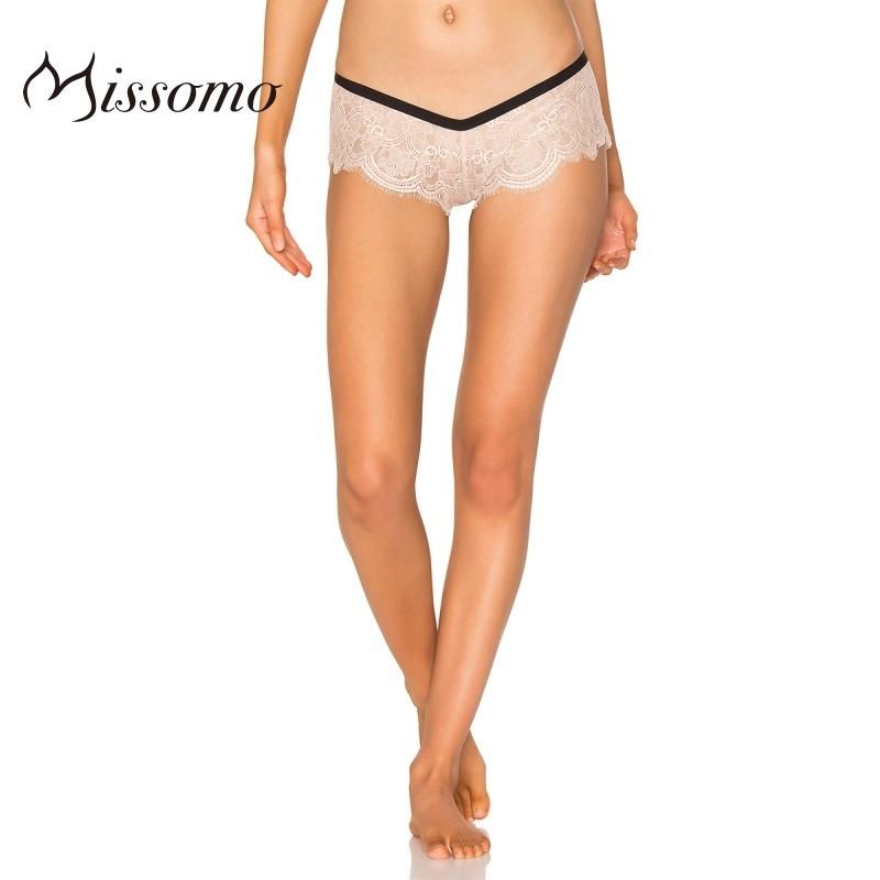 Mariage - Vogue Sexy Simple Split Front Solid Color Low Rise Eyelash Lace Underpant - Bonny YZOZO Boutique Store