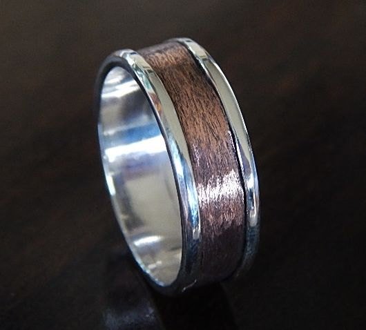 Hochzeit - 6, 7, 8 mm TEXTURED Copper & Silver Band  // Men's Wedding Ring // Women's Wedding Ring // Men's Wedding Band // Women's Wedding Band