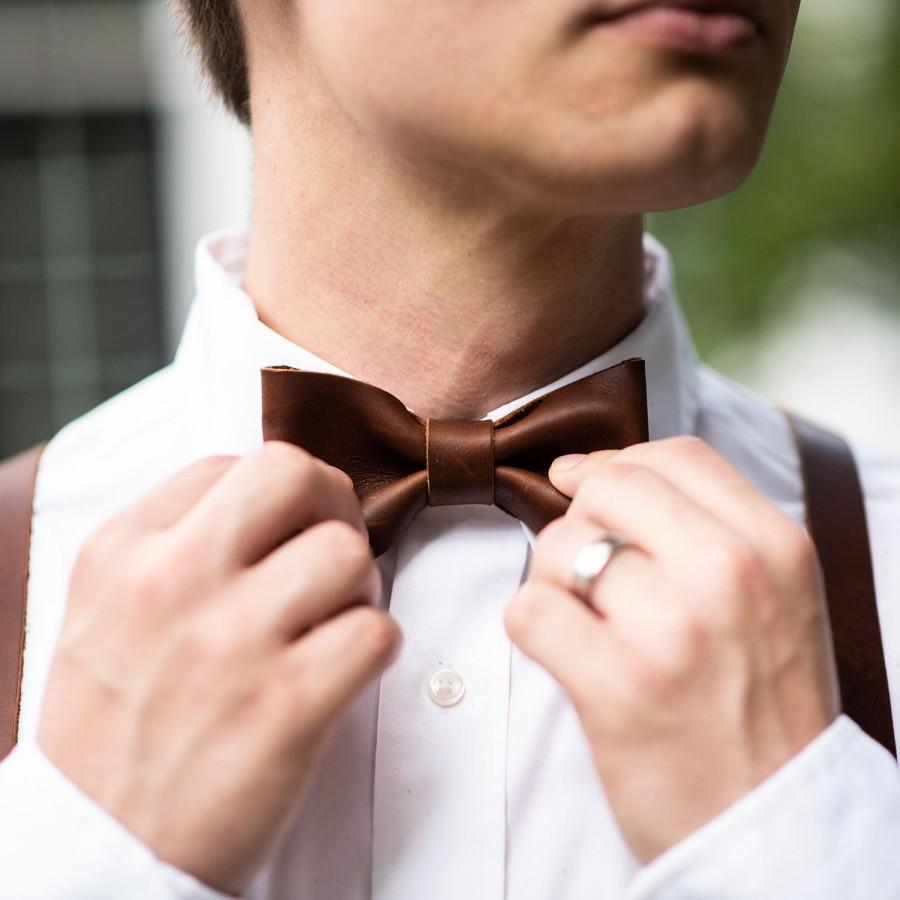 Groomsmen Wedding Leather Bow Tie Bowtie Gifts For Him Gifts For