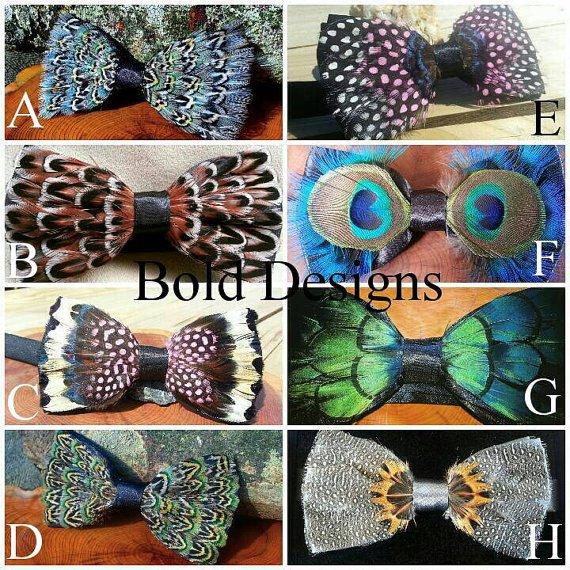 Wedding - Handmade feather bow ties, huge discount shipping on multiple bowties.