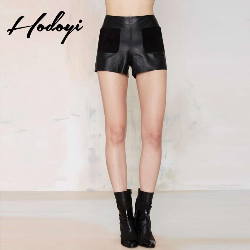 زفاف - Must-have Vogue Sheath Summer Leather Pant Short Casual Trouser - Bonny YZOZO Boutique Store