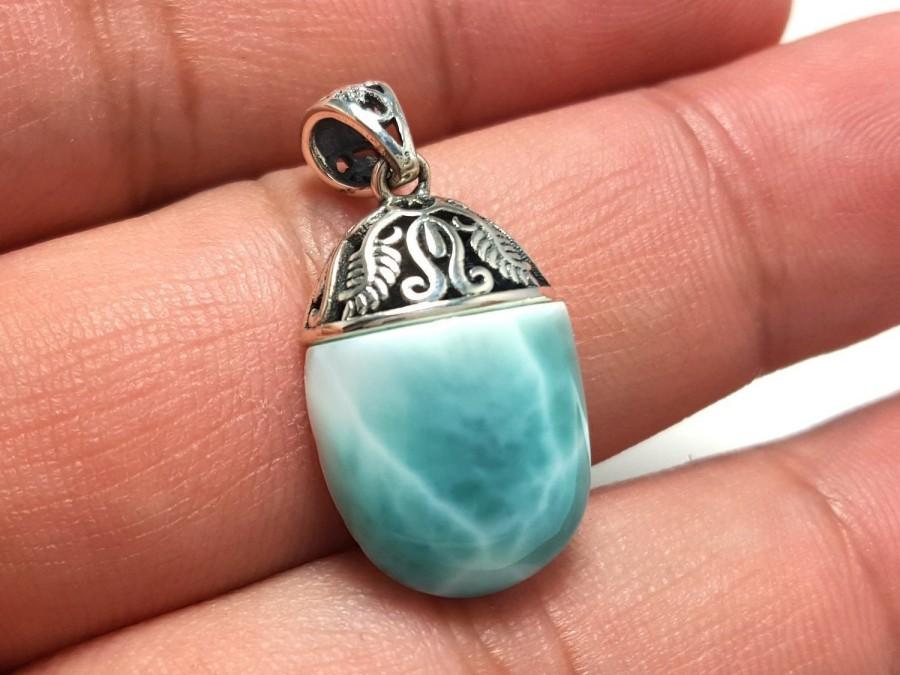 Wedding - Larimar Necklace, 925 Sterling Silver, Larimar, Gemstones, Pendant Necklace, Silver Jewelry, Larimar Pendant, Gift for Women, Gift for Her