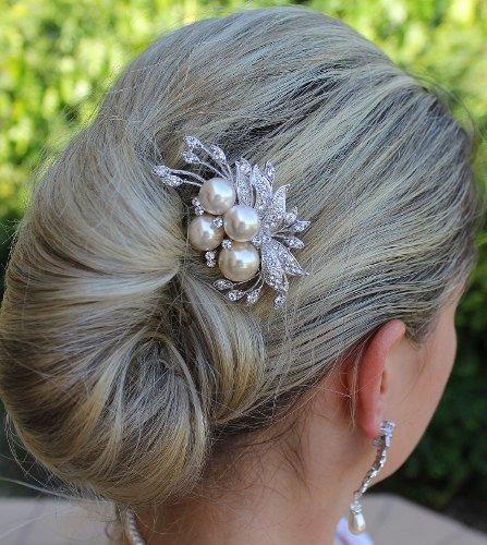 Mariage - ON SALE Bridal Hair Comb, Crystal & Cream Blush Pearl Bridal Hair Piece, Wedding Hair Accessories, Bridal Hair Clip TALIA