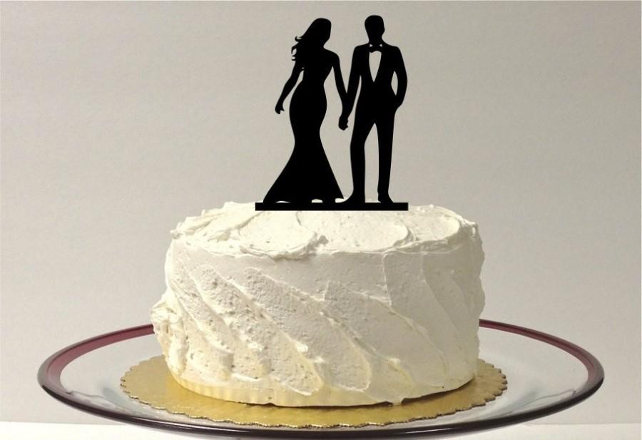 Hochzeit - MADE In USA, Wedding Cake Topper Silhouette Classic Style Cake Topper Bride and Groom Wedding Cake Topper Bride Perfect Topper Wedding Cake