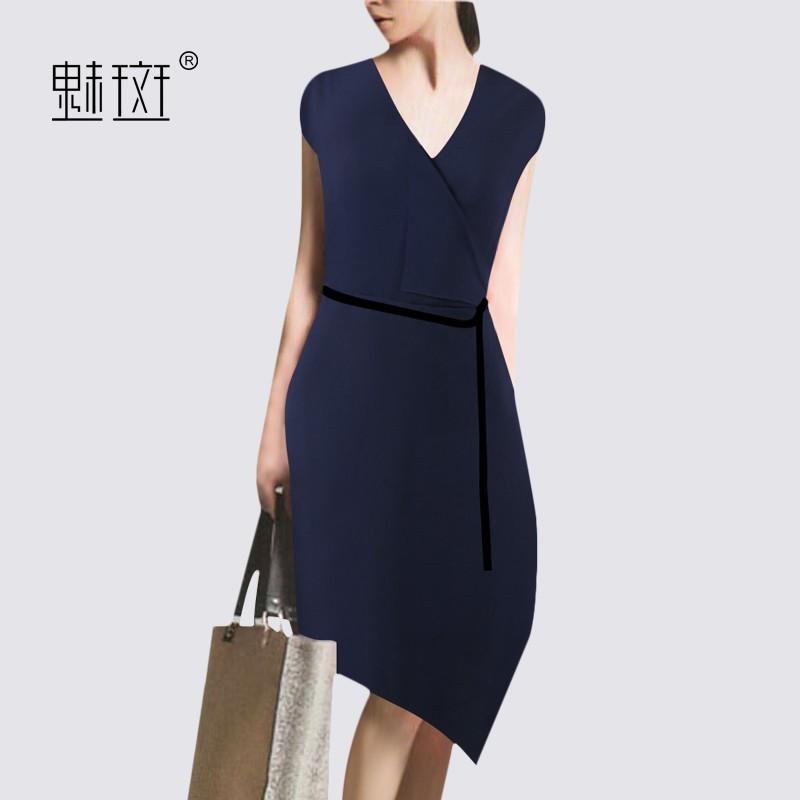 زفاف - Vogue Asymmetrical Plus Size V-neck Sleeveless One Color Summer Dress - Bonny YZOZO Boutique Store