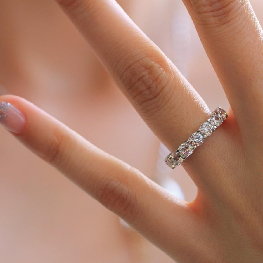 Свадьба - 3.78 ct.tw 3.75mm Wide Full Eternity Ring-U Prong Set-Brilliant Cut Diamond Simulants-Stacking Band [7704]