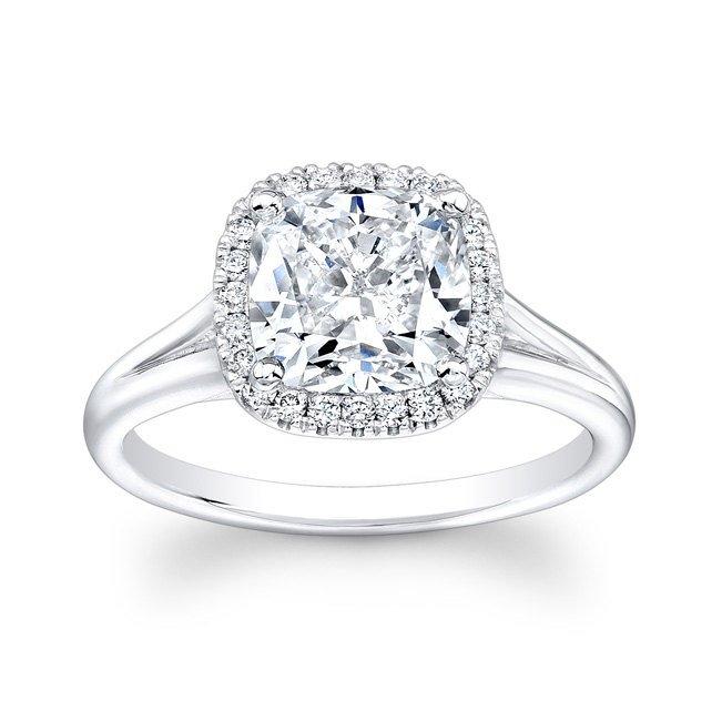 Hochzeit - Vintage engagement ring cushion halo 0.25 carats G-VS2 diamonds and 1.70 carat Cushion shape White Sapphire Ctr
