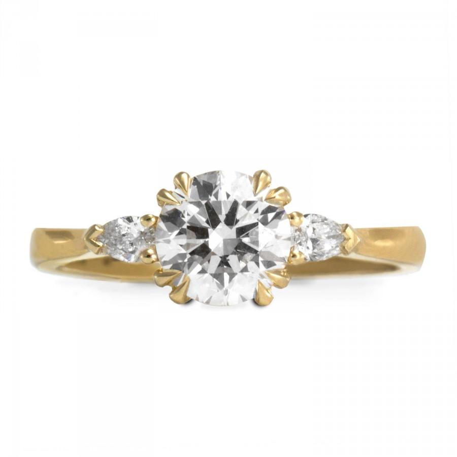 زفاف - Engagement Ring, Solid Gold Engagement, Diamond Ring, Unique Diamond Ring, Yellow Gold Engagement Ring, 18K Rose Gold Engagement Ring