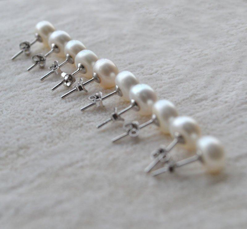 Свадьба - pearl earrings  set ,Multipleset earrings sets,7-7.5mm freshwater pearl earring,white or ivory pearl earring,real pearl earrings whole