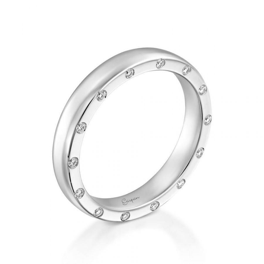 زفاف - Mans Wedding Band In 14k White Gold With Natural Diamonds- Mans Wedding Ring, Promise Ring, Gold Ring Men,