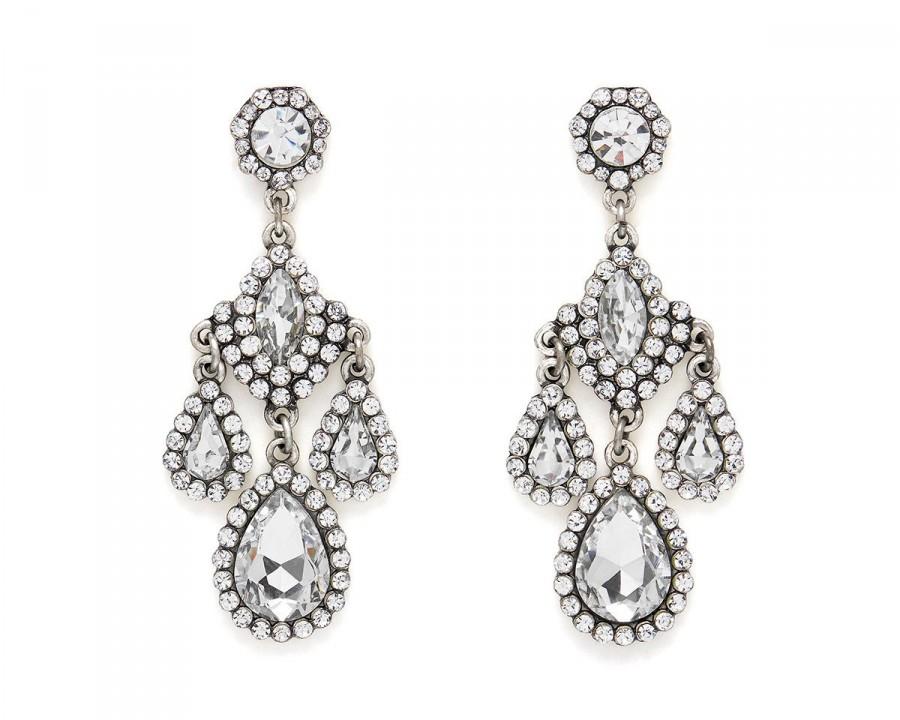 Свадьба - Eternal Fire Crystal Silver Vintage Chandelier Earrings, Vintage Chandelier Earrings, Bridesmaid Earrings, Wedding Earrings, Bridal Earrings