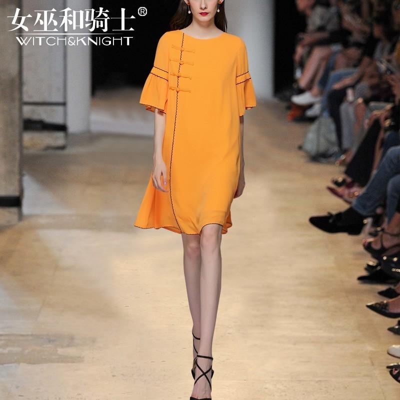 زفاف - Vogue A-line Scoop Neck 1/2 Sleeves One Color Summer Fancy Midi Dress Dress - Bonny YZOZO Boutique Store