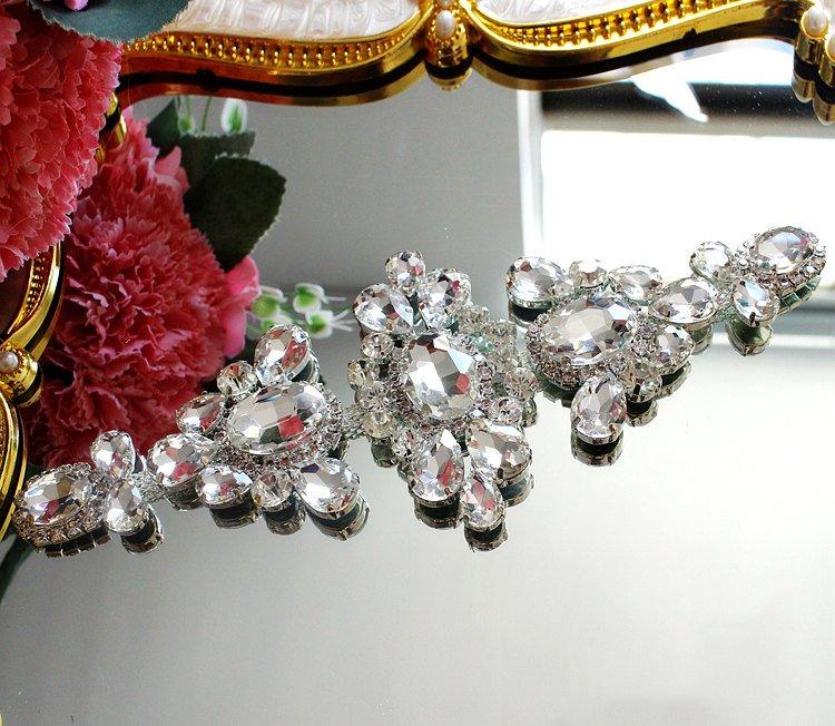 Hochzeit - Rhinestone applique, Crystal applique, bridal sash applique, Diamante Applique, Bridal Applique, wedding belt,Headband Jewelry,DIY Wedding