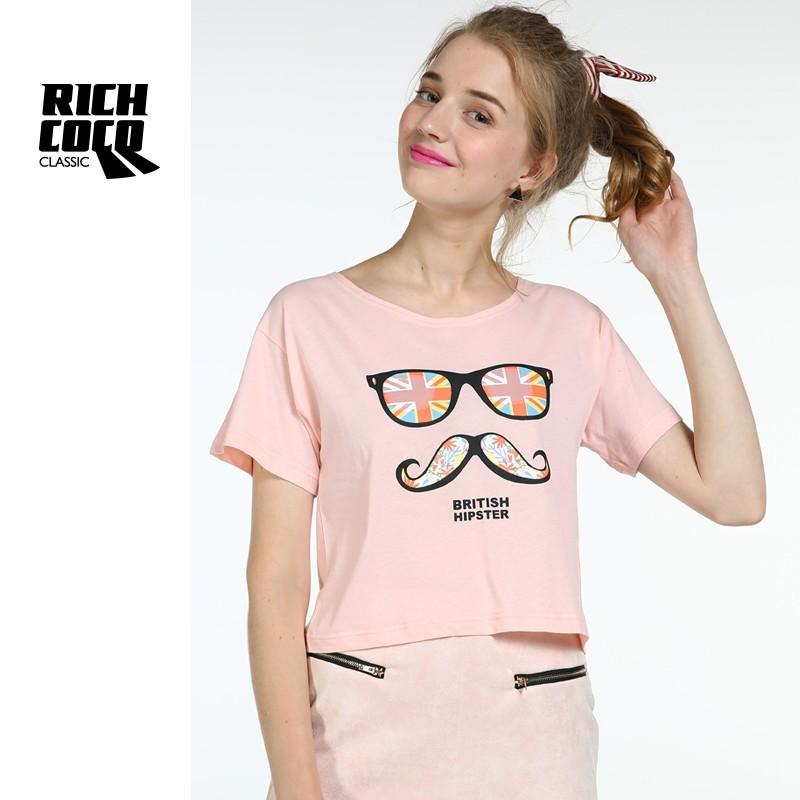 زفاف - Casual Oversized Sweet Student Style Printed Scoop Neck Short Sleeves Summer T-shirt Top Glass - Bonny YZOZO Boutique Store