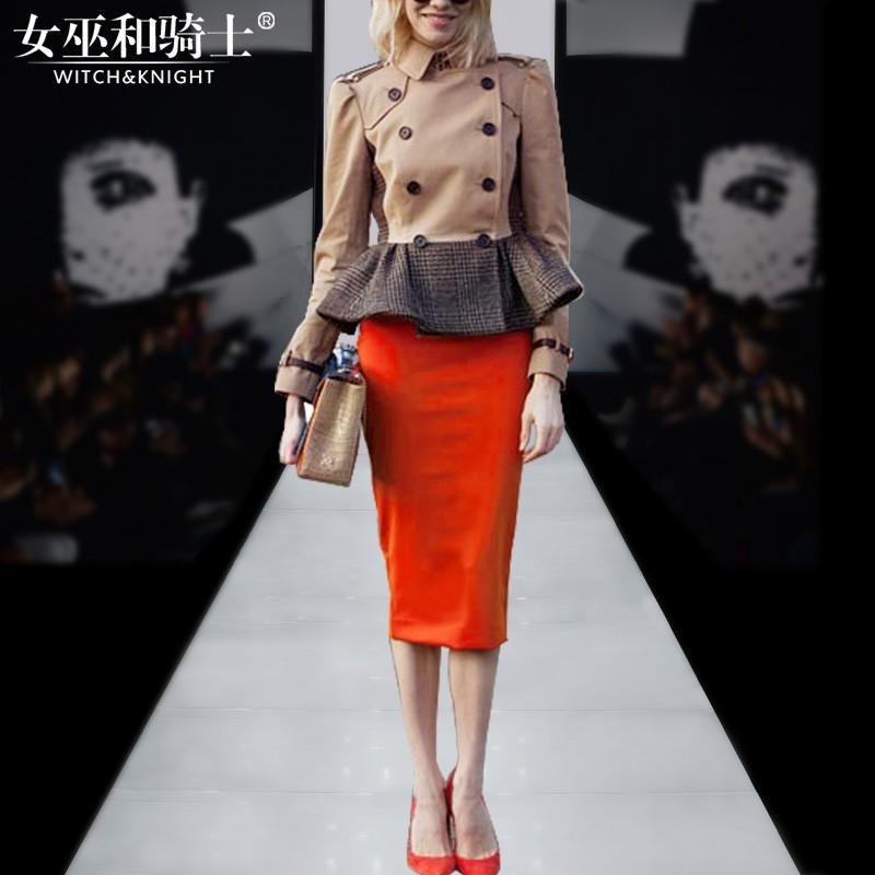 زفاف - 2017 new autumn fashion double breasted long hip skirts in a wavy coat girl - Bonny YZOZO Boutique Store