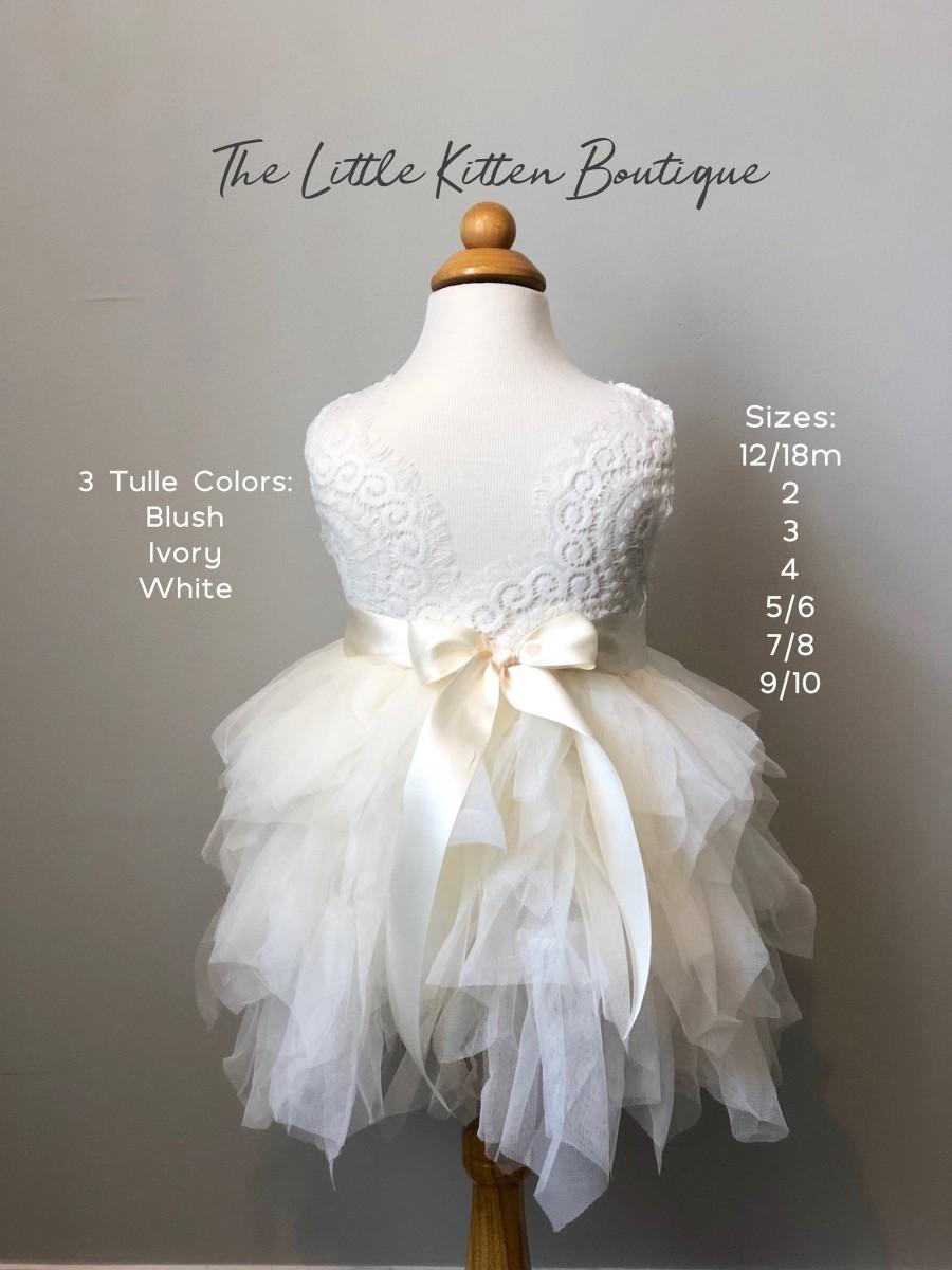 Mariage - Ivory tulle flower girl dress, Lace flower girl dress, Rustic lace flower girl dress, girls birthday dress, lace country flower girl dress