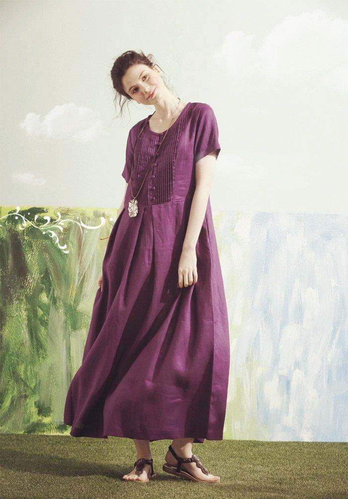 Wedding - purple maxi dress, purple bridesmaid dress, maxi linen dress,  boho wedding dress,  maxi linen dress in purple,  linen summer dress
