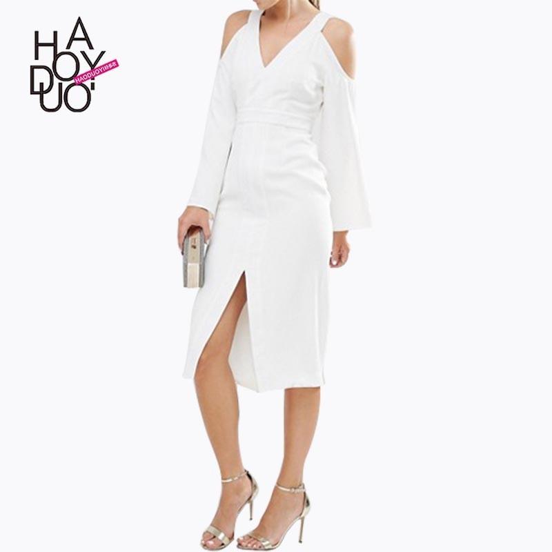 Hochzeit - Vogue Split V-neck Off-the-Shoulder Summer Dress - Bonny YZOZO Boutique Store