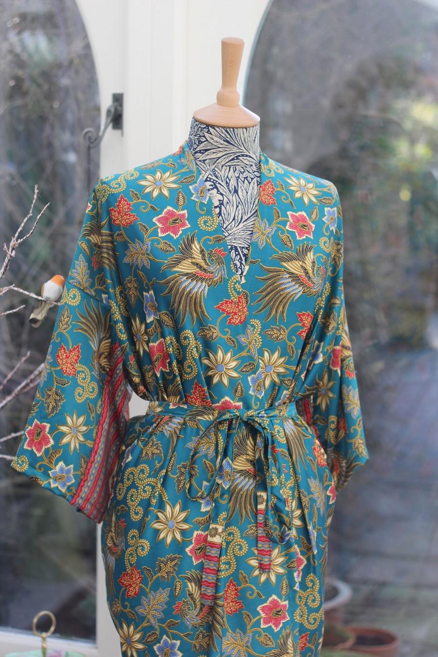 Maxi robe Boho kimono silk kimono robe Gift for Her. Bridal long robe Kimono Long dressing gown Vintage silk kimono