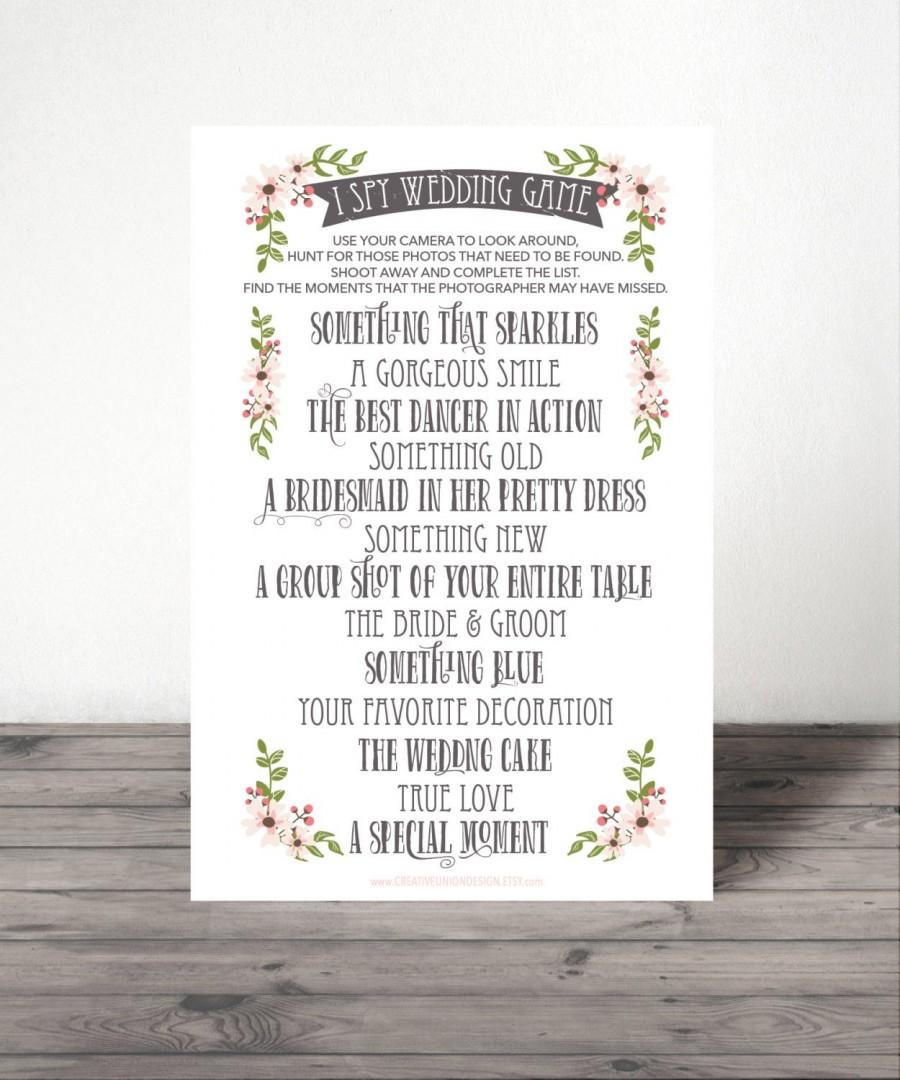 Hochzeit - I Spy Wedding Game - I Spy Game - Wedding Game - Wedding Reception Game - Instant Download - Print at Home - 8.5x11 and A4 sizes