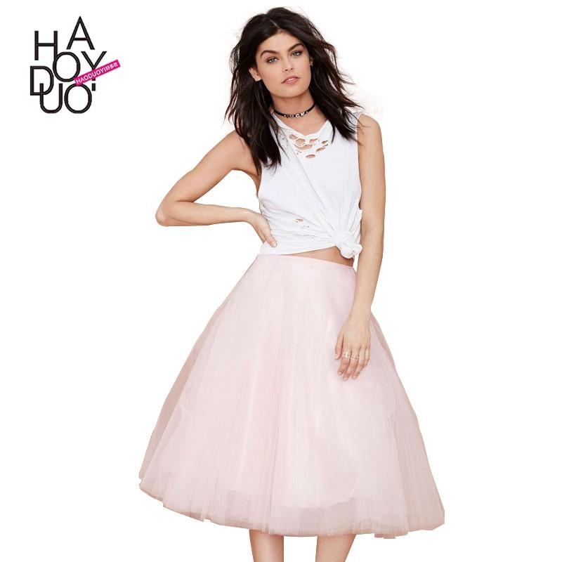 Mariage - Simple Sweet Trail Dress High Waisted Tulle One Color Fall Skirt - Bonny YZOZO Boutique Store