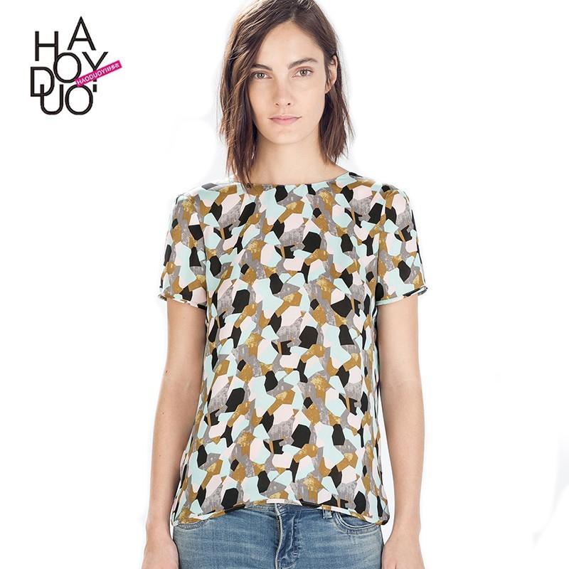Mariage - Vogue Simple Open Back Bow Geometry Summer T-shirt - Bonny YZOZO Boutique Store