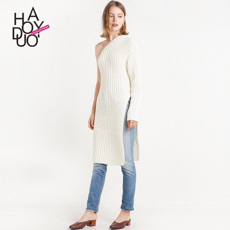 Mariage - Vogue Sexy Off-the-Shoulder One Color 9/10 Sleeves Split Sweater - Bonny YZOZO Boutique Store