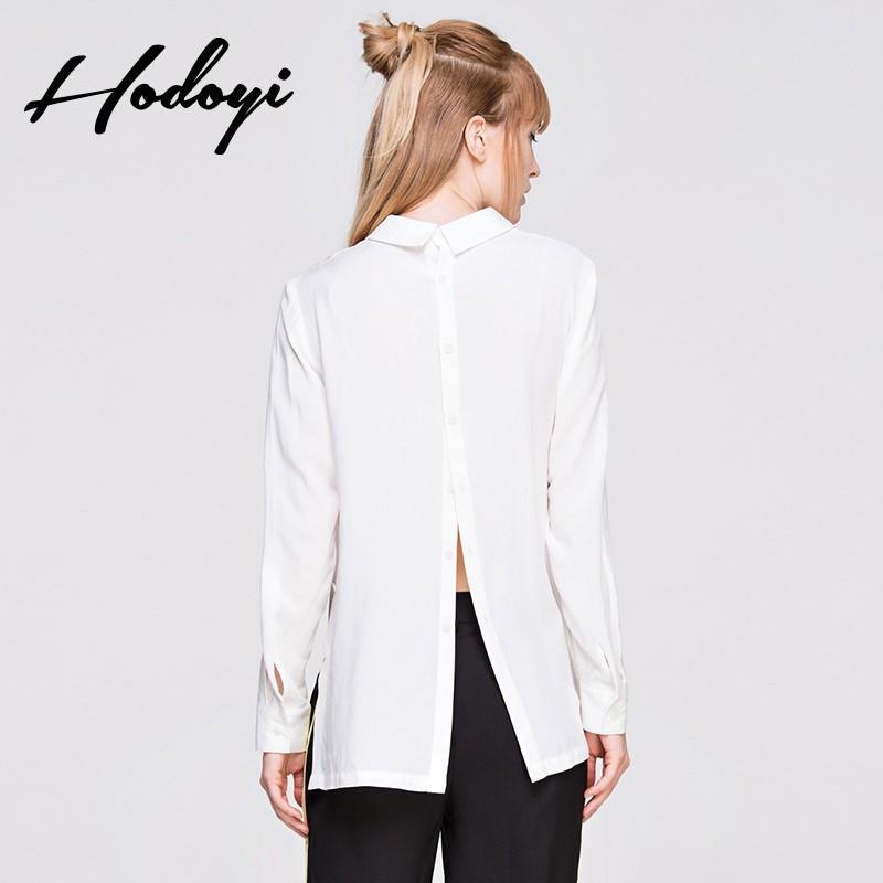زفاف - Must-have Vogue Simple Split Polo Collar One Color Fall 9/10 Sleeves Blouse - Bonny YZOZO Boutique Store
