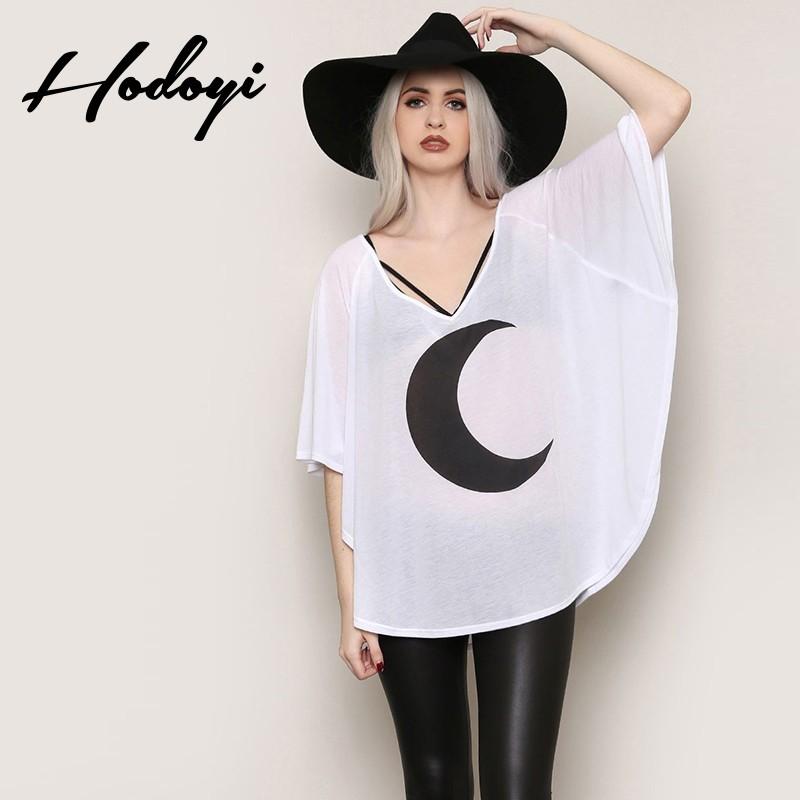 زفاف - 2017 summer new style fashion simple moon short sleeve print bat sleeve t-shirt woman - Bonny YZOZO Boutique Store