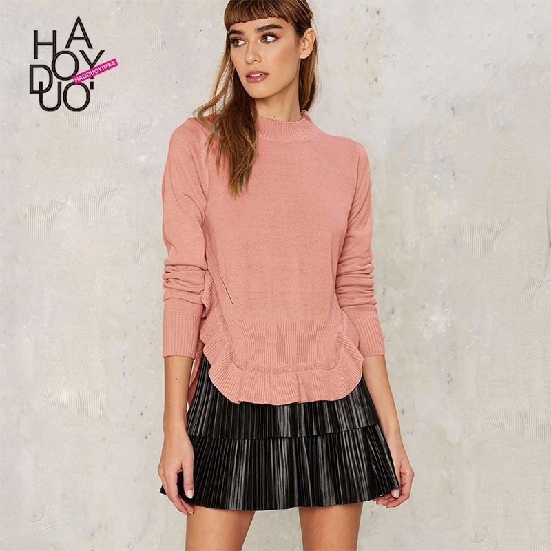Hochzeit - Must-have Vogue Sweet Split Frilled One Color Sweater Basics - Bonny YZOZO Boutique Store