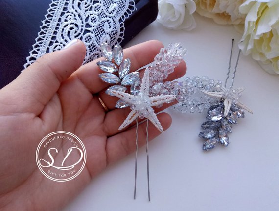 Свадьба - Set of 2 Starfish Hair Pins