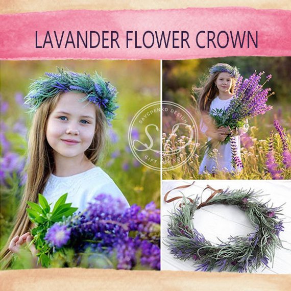 زفاف - Lavander wedding Purple floral veil Flower Bachelorette Party Flower Girl Headbandand Purple party veil Summer Flower Crown Lilac Lavender
