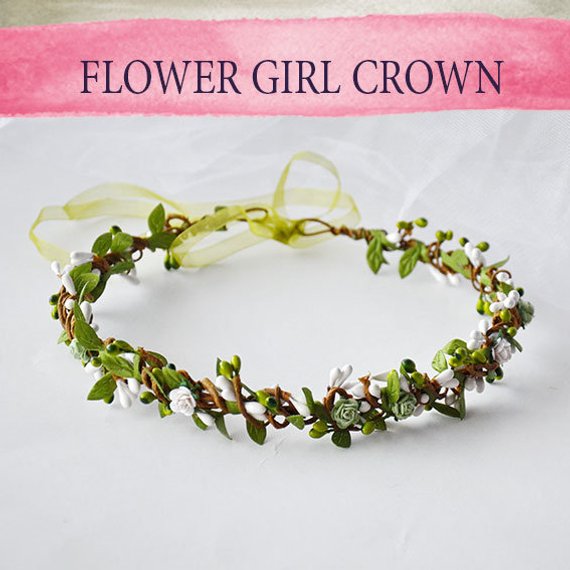Свадьба - Floral Headband woodland wedding Festival Wedding Bridesmaid Flower Crown Baby breath flower Bridal Wreath tocado de flores Crown for girls