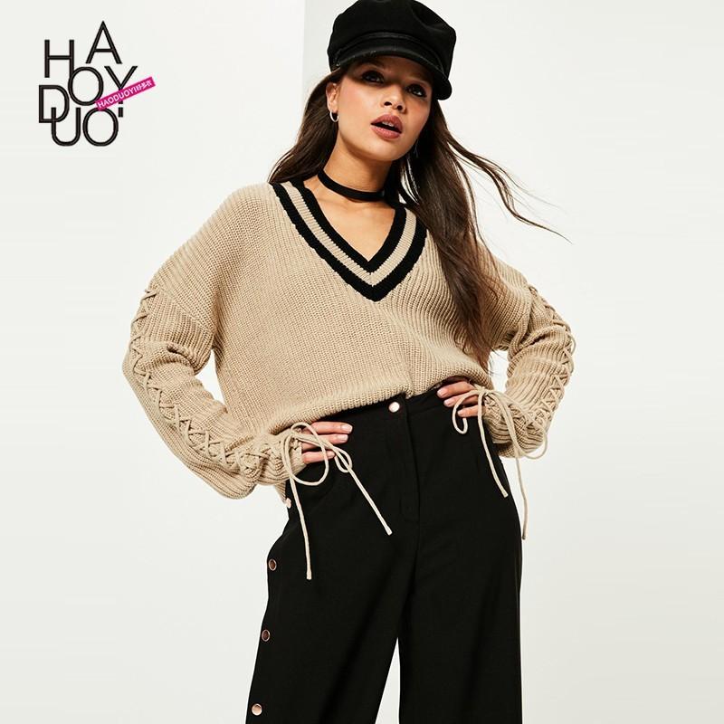 Свадьба - School Style Must-have Oversized Vogue V-neck Fall Tie Sweater - Bonny YZOZO Boutique Store