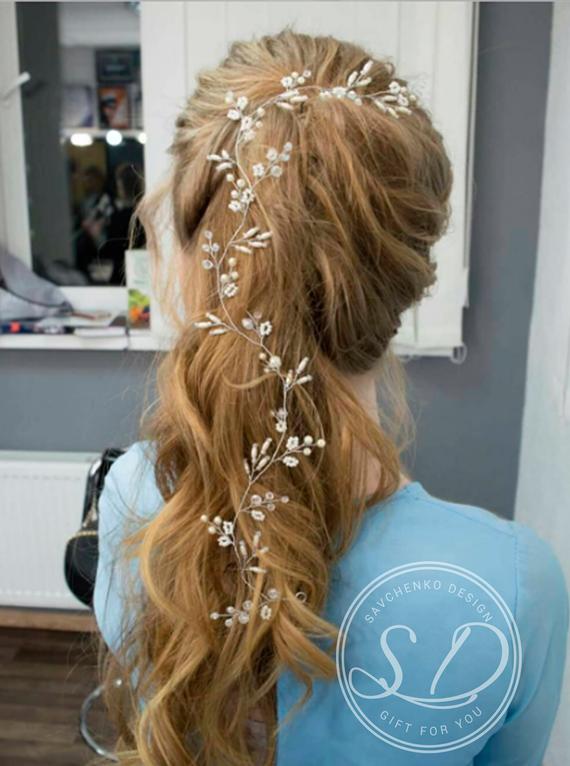 Hochzeit - bridal hair accessories-beach wedding hair-haarschmuck braut-bridal hair piece-forehead hairpiece-bridesmaid hair vine-tocado novia-tiara