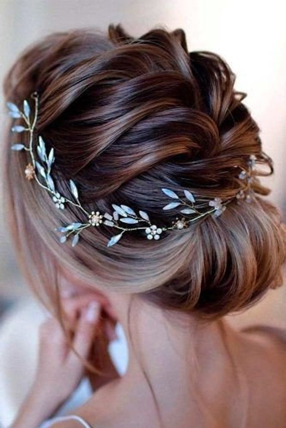 Wedding - White opal Vine Headband Opal crystals bridal wreath Opal Crystal Hair Vine Boho Head Piece Bohemian Gold Wedding Headpiece bohemian style