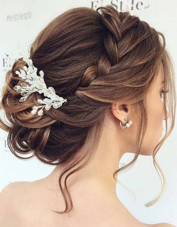 Свадьба - Bridal hair comb gold winter Boho wedding Bridal hair vine Baby breath hair piece for bride