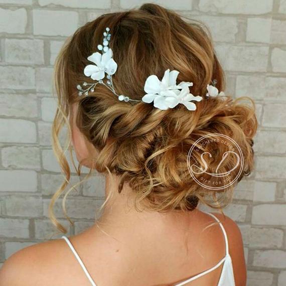 زفاف - Beach Wedding hair vine Flower hair vine Nautical Wedding Headpiece Wedding flower crown Extra Long Bridal Hair Vine Beach Wedding HairPiece