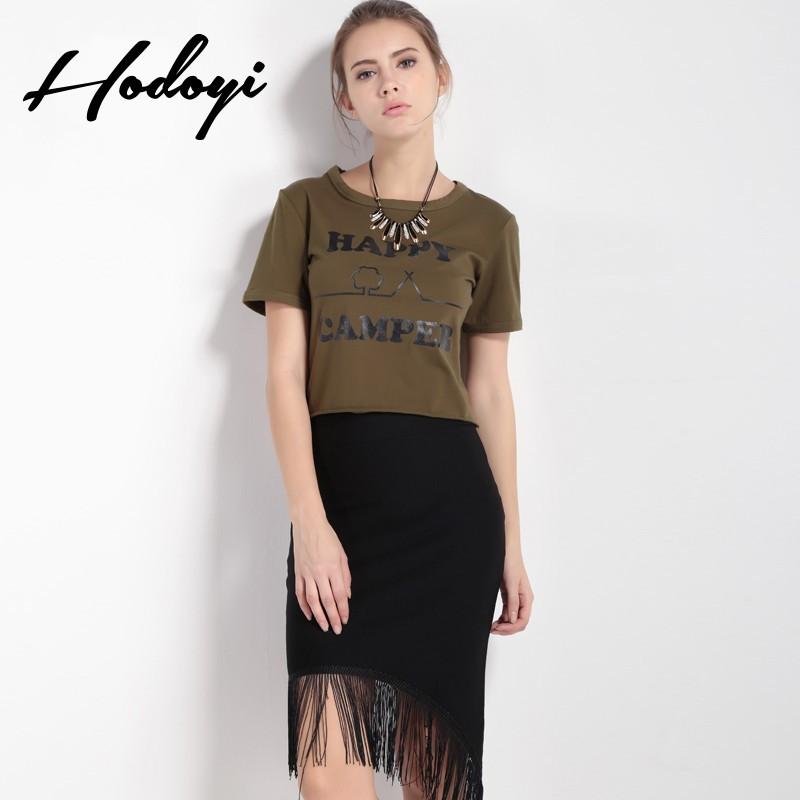 Hochzeit - 2017 summer styles dresses green letter print navel-baring t shirts slim short sleeve cropped t - Bonny YZOZO Boutique Store