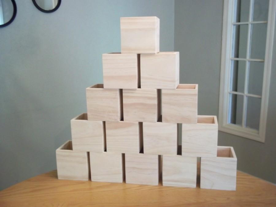 Mariage - 5 x 5 x 5" Wood Boxes (15) Wedding Centerpieces UNFINISHED Flower Planter Organizer Storage (15 - 5x5x5 Boxes. Unfinished)