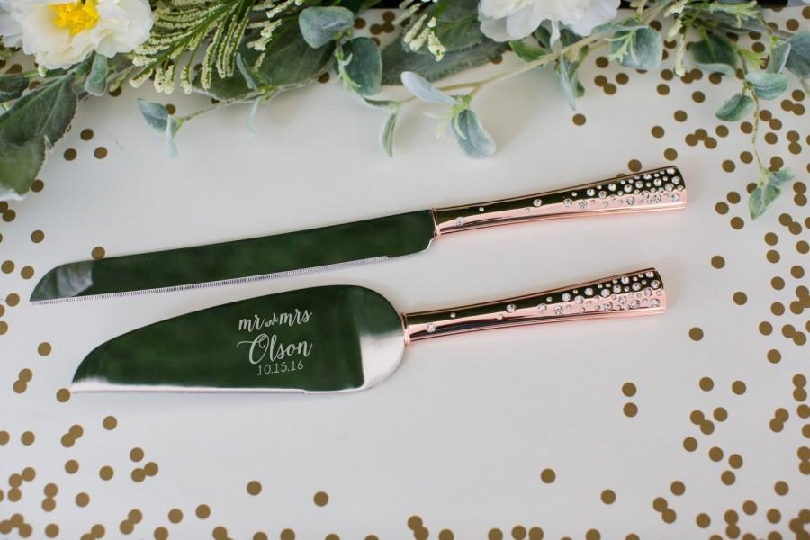 Свадьба - Personalized Galaxy Rose Gold Wedding Cake Knife and Server Set (2 PC) Engraved Cake Server and Knife Set, Personalized Wedding Couples Gift